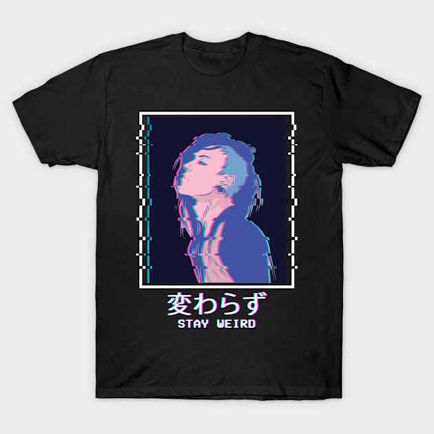 Stay Weird Sad Anime Girl Punk Emo Vaporwave Weeb T-Shirt by Alex21